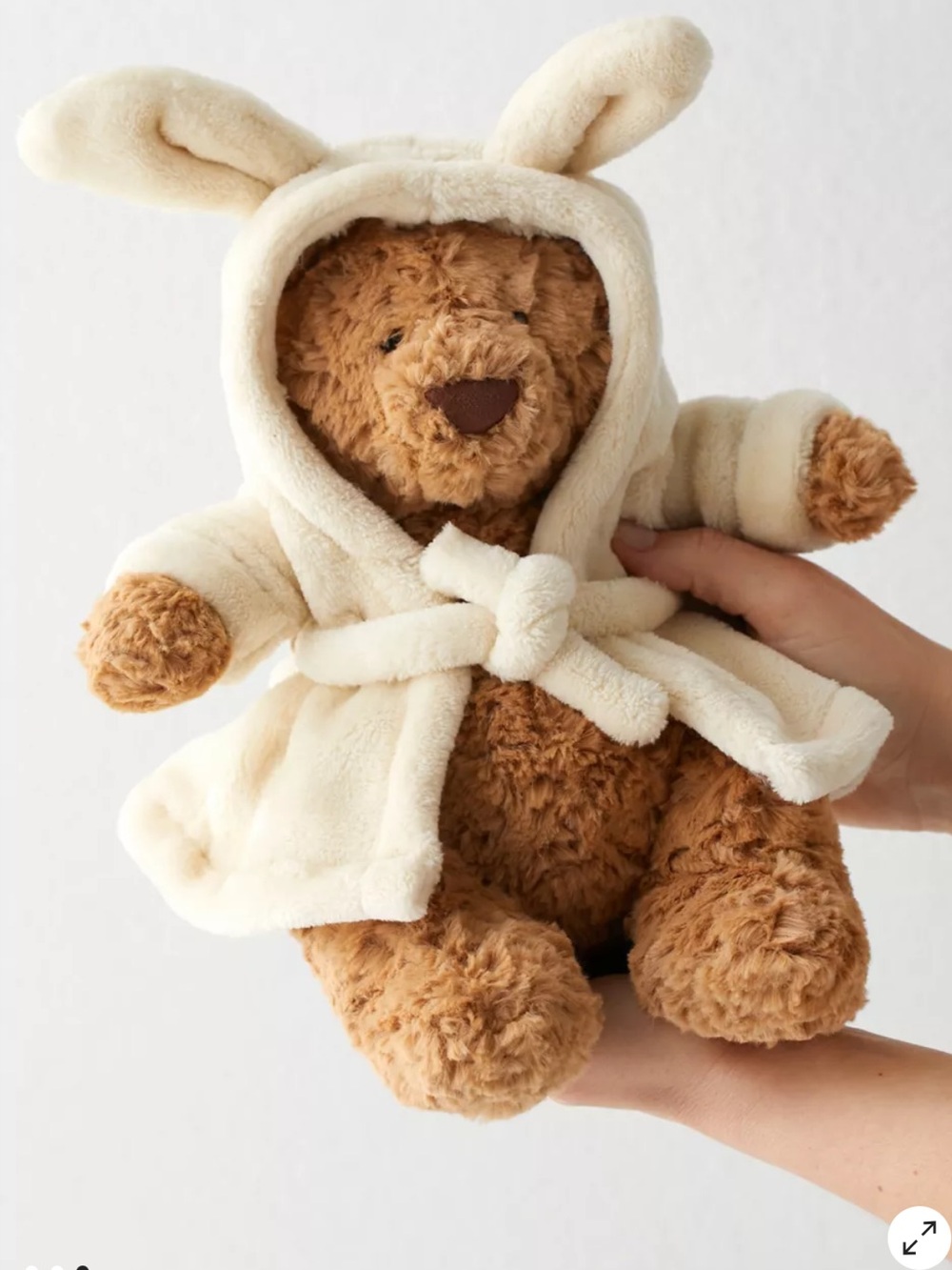 Jellycat Bartholomew Brown Bear in Cream Hooded Bathrobe Plush - Picture 5 of 10